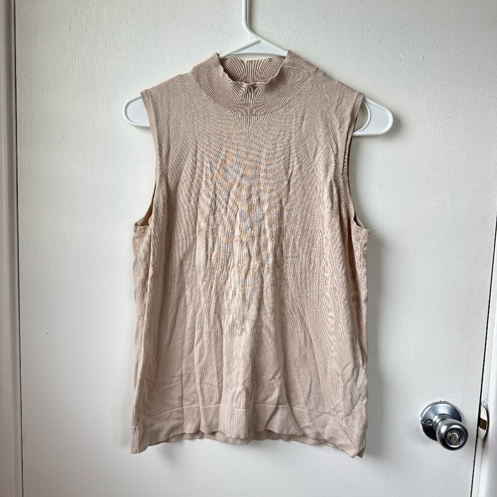 Beige turtleneck vest, size large, brand August Silk